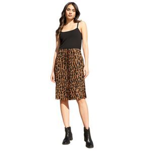 A.B.S by Allen Schwartz Leopard Print Black & Brown A-line Skirt Size 10P
